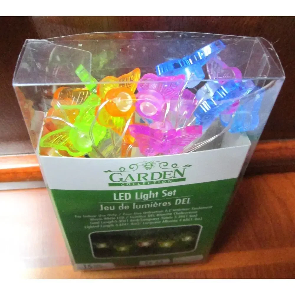 Garden Collection Butterfly LED String Lights 15 Count 5 Feet Long Indoor Decor